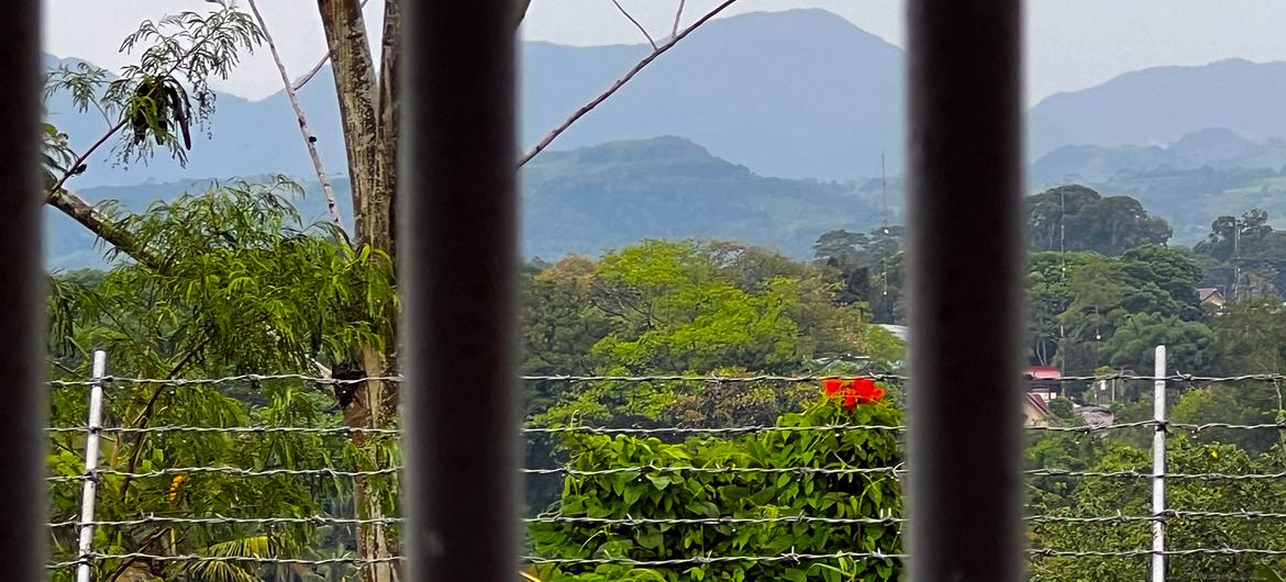 The new Marawi City Jail stands on a hill overlooking the city and mountains beyond.