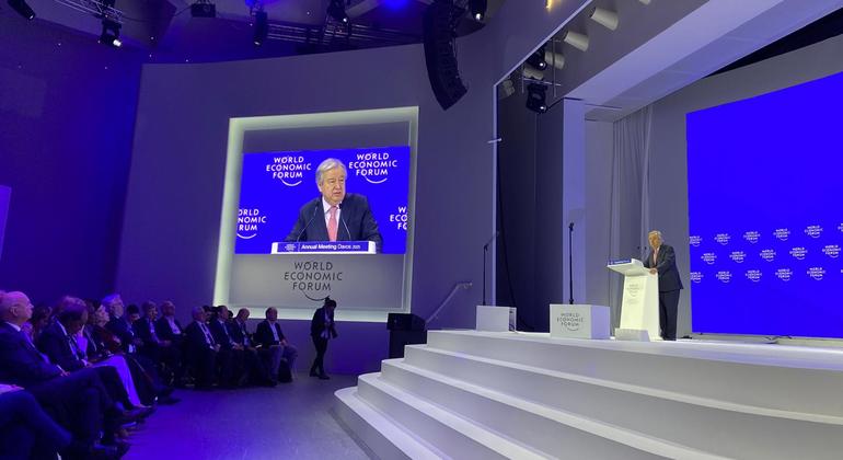 At Davos, Guterres slams backsliding on climate commitments