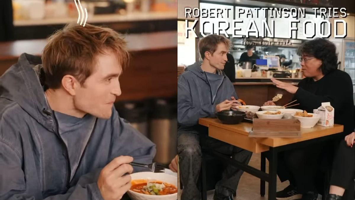 "Im Sweating Already," Robert Pattinson Tries Spicy Korean Food With Parasite Director Bong Joon-Ho
