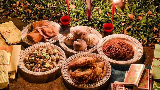 A Meal Offered to the Ancestors on Hungry Ghost Festival