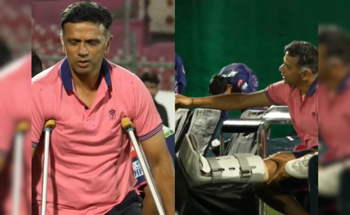 Injured Rahul Dravid Arrives For Rajasthan Royals IPL 2025 Camp On Crutches. Internet Says: "Never Seen..."