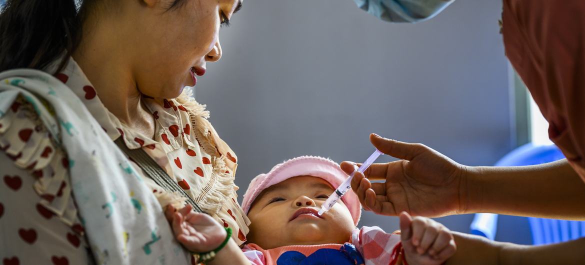 UNICEF-supported vaccination in remote Shan State village, Myanmar