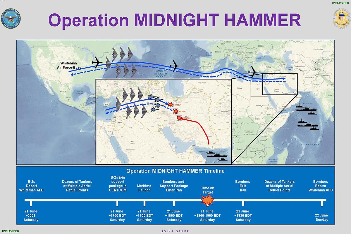 U.S. strikes Iranian nuclear sites Fordow, Natanz, Isfahan overnight