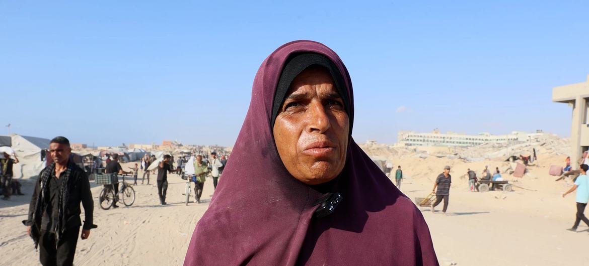 Maqboula Adas, a displaced woman from Shuja’iyya. Maqboula Adas, a displaced woman from Shuja’iyya.