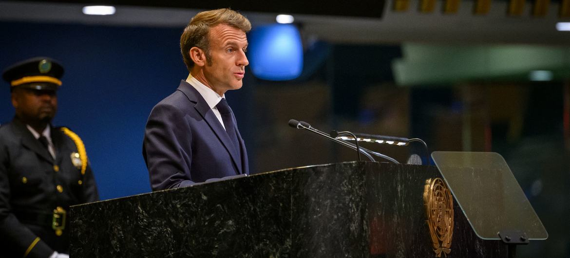 President Emmanuel Macron of France addresses the general debate of the General Assembly’s eightieth session. President Emmanuel Macron of France addresses the general debate of the General Assembly’s eightieth session.