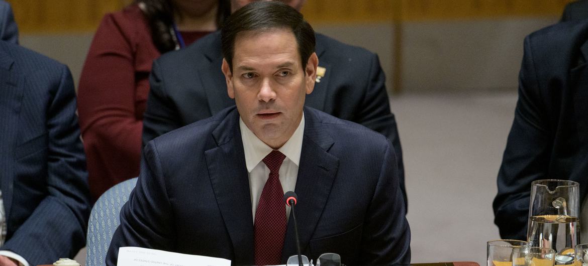 US Secretary of State Marco A. Rubio addresses the Security Council meeting on maintenance of peace and security of Ukraine. US Secretary of State Marco A. Rubio addresses the Security Council meeting on maintenance of peace and security of Ukraine.