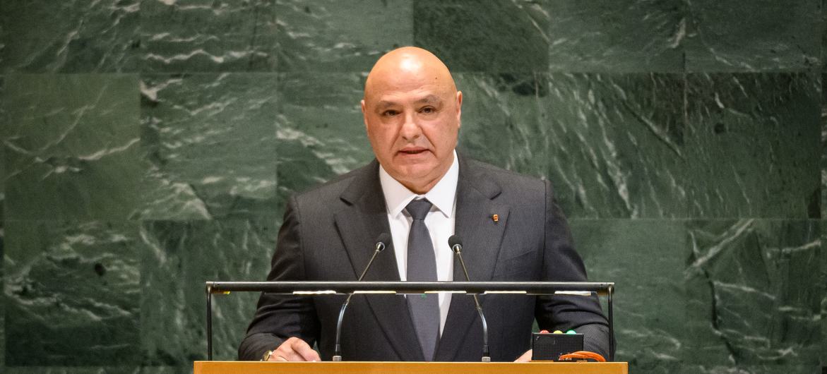 President Joseph Aoun of Lebanon addresses the general debate of the General Assembly’s eightieth session. President Joseph Aoun of Lebanon addresses the general debate of the General Assembly’s eightieth session.