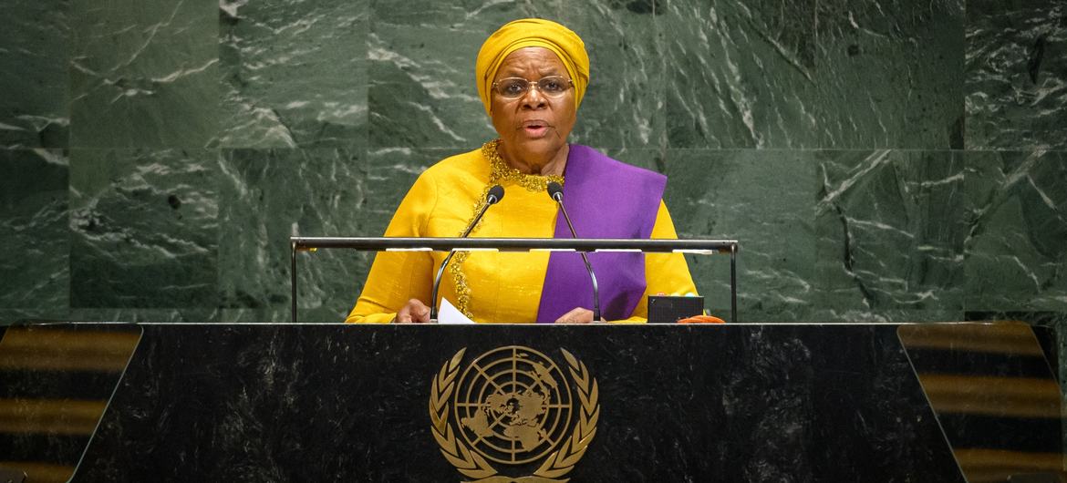 President Netumbo Nandi-Ndaitwah of Namibia addresses the general debate of the General Assembly’s eightieth session. President Netumbo Nandi-Ndaitwah of Namibia addresses the general debate of the General Assembly’s eightieth session.