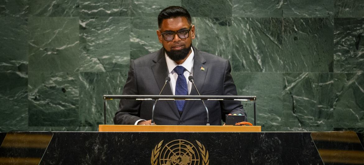 President Mohamed Irfaan Ali of Guyana addresses the general debate of the General Assembly’s eightieth session. President Mohamed Irfaan Ali of Guyana addresses the general debate of the General Assembly’s eightieth session.