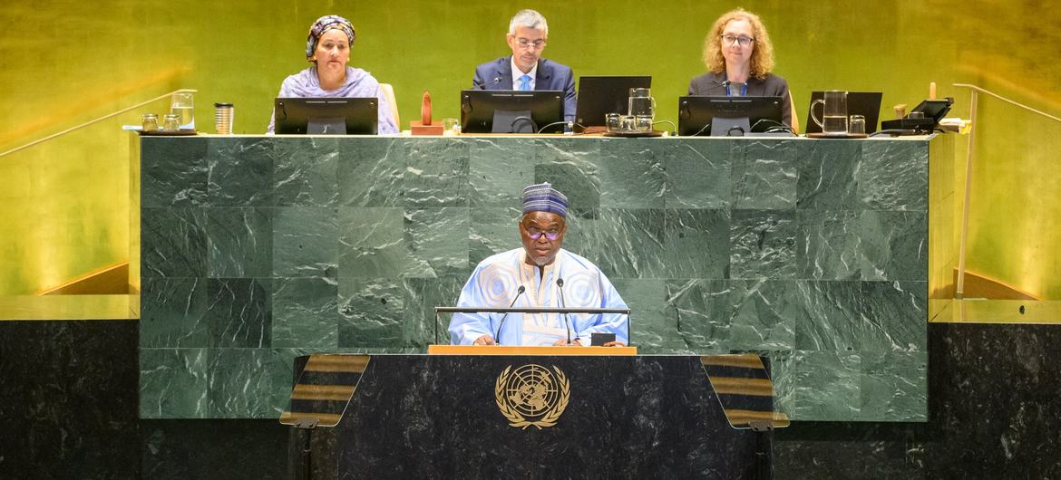 Vice President Muhammed Jallow of the Gambia, addresses the general debate of the General Assembly’s 80th session. Vice President Muhammed Jallow of the Gambia, addresses the general debate of the General Assembly’s 80th session.