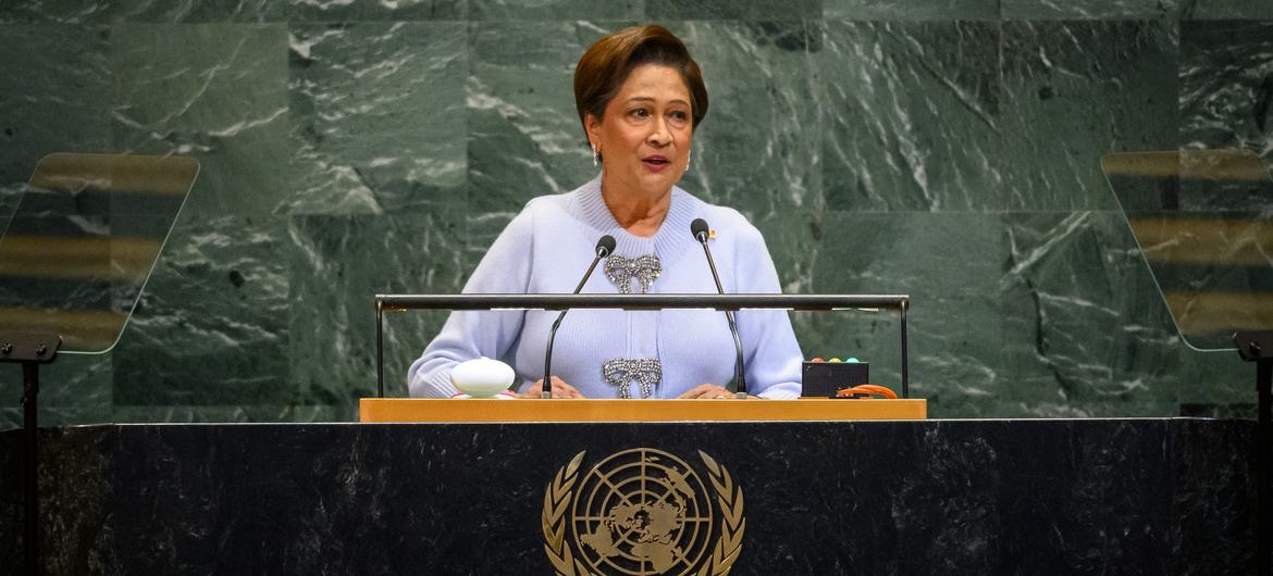 Prime Minister Kamla Persad-Bissessar of Trinidad and Tobago addresses the general debate of the General Assembly’s 80th session. Prime Minister Kamla Persad-Bissessar of Trinidad and Tobago addresses the general debate of the General Assembly’s 80th session.