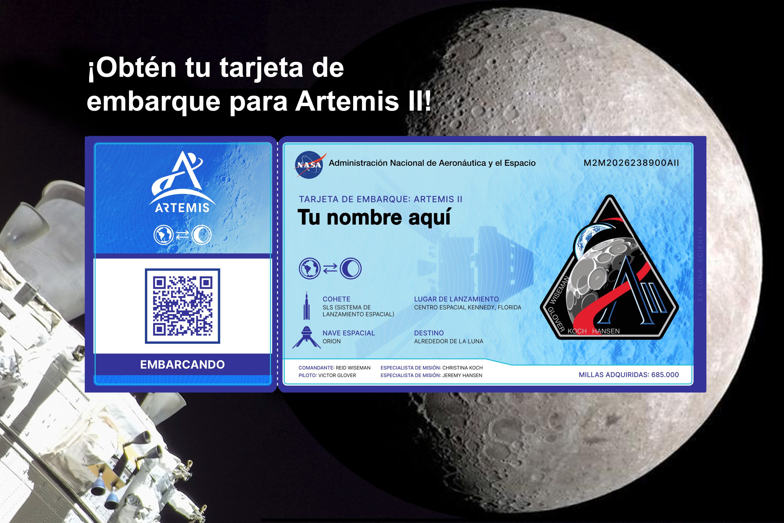 Envía tu nombre alrededor de la Luna en 2026 con la misión Artemis II de la NASA