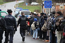 Refugees at the German-Austrian border in November 2015