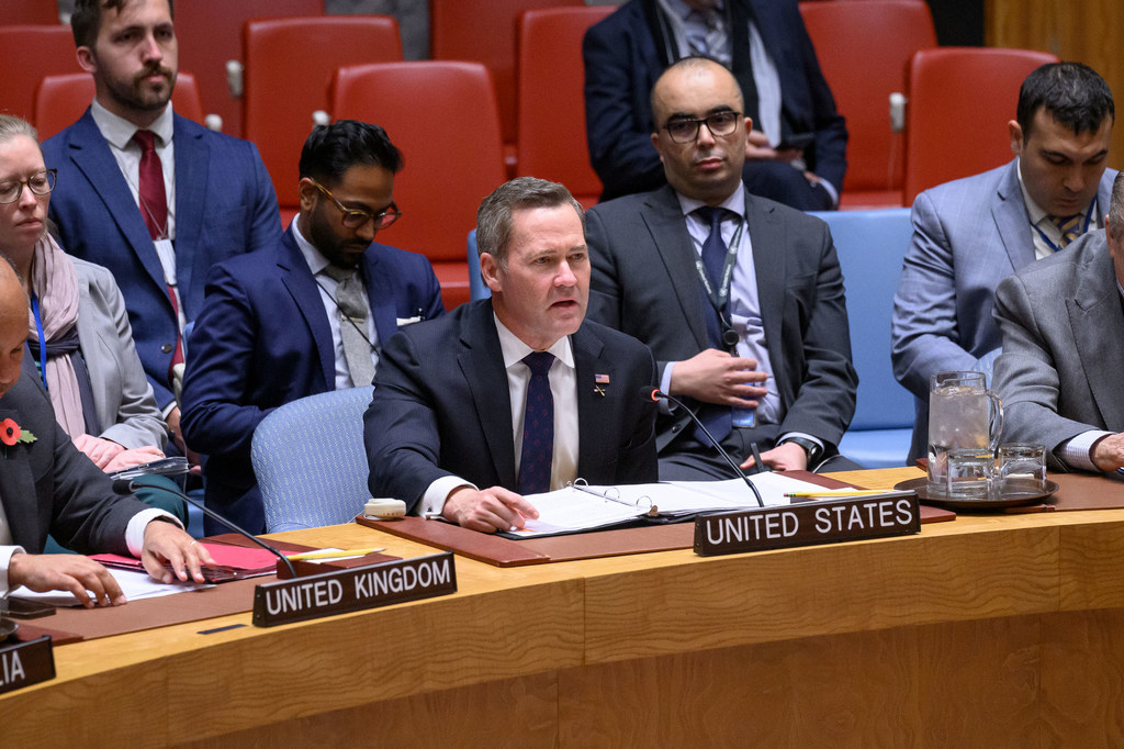 Ambassador Michael G. Waltz of the USA addresses the UN Security Council meeting on threats to international peace and security caused by terrorist acts.