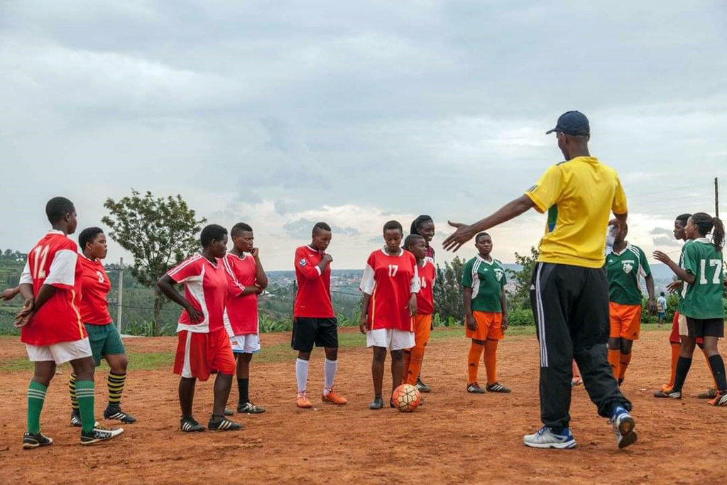 A girls team at the Play2Remember tournament at the Togetherness Cooperative Centre in Kigali, Rwanda.