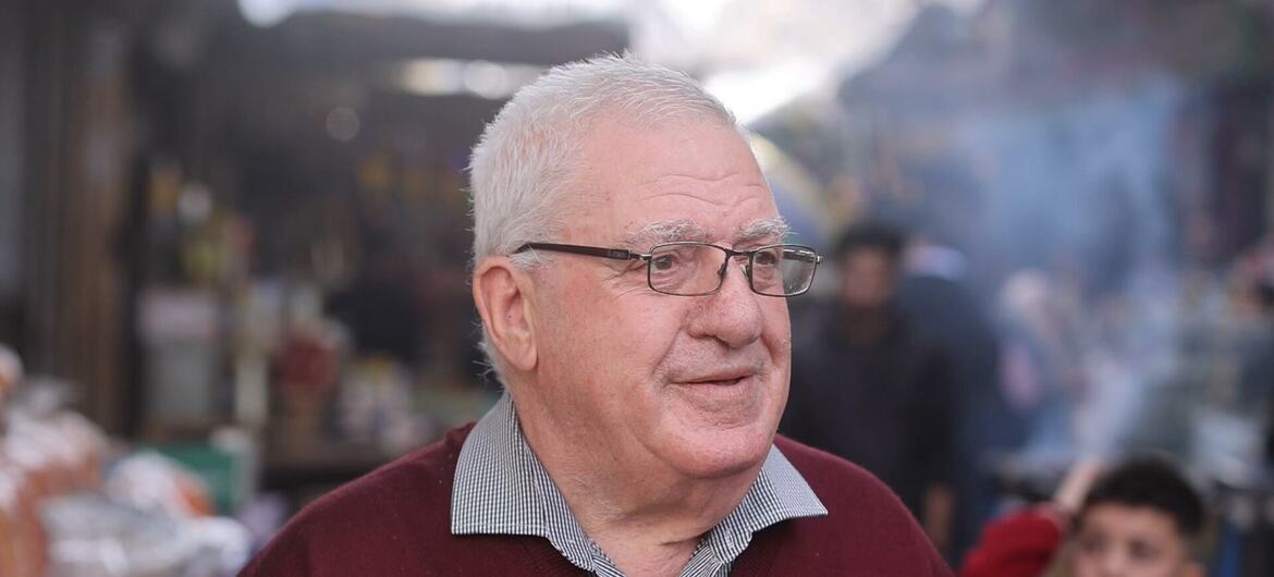 Mr. Maher Tarazi, from Gaza’s Christian community, talking to UN News in Gaza City.