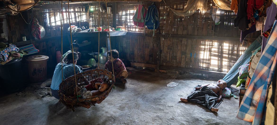 Inside an IDP camp in central Rakhine state 2025. Myanmar already has an estimated 3.6 million people, with the figure expected to climb to around four million in 2026.